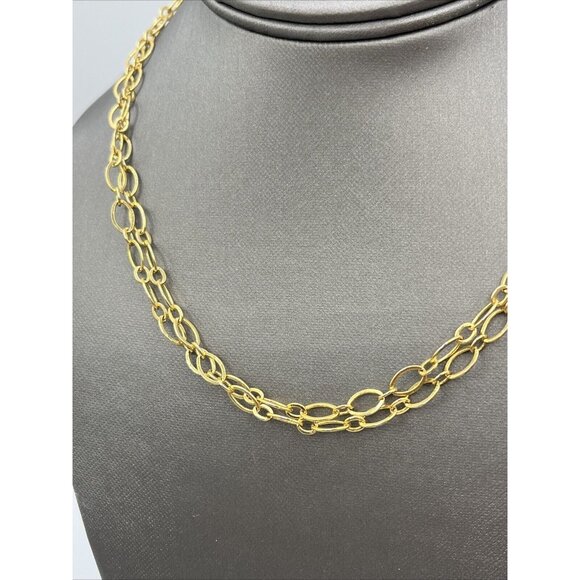 Origami Owl Gold Tone Large Paper Clip Link Double Chain Necklace 16" - Picture 3 of 8